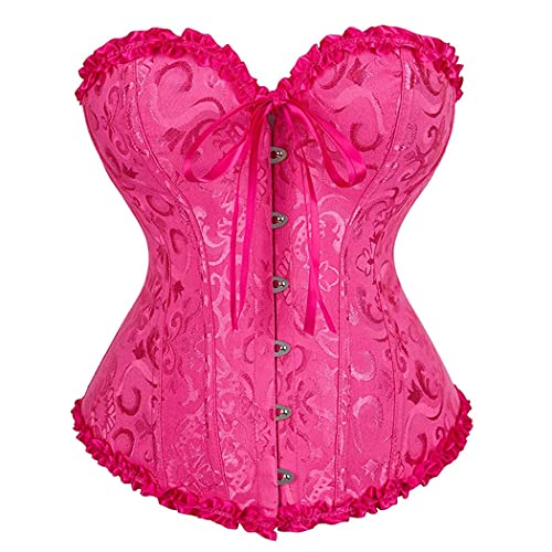 WLFFW Corsage Damen Korsett Taillenformer übergröße (EUR(30-32) XS, Rosa Rot) von WLFFW