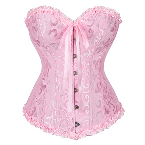 WLFFW Corsage Damen Korsett Taillenformer übergröße (EUR(34-36) M, Rosa) von WLFFW