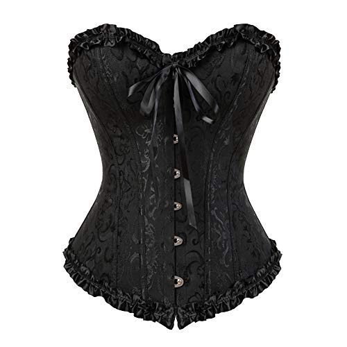 WLFFW Corsage Damen Sexy Korsett Taillenformer übergröße (EUR(50-52) 7XL, Schwarz) von WLFFW