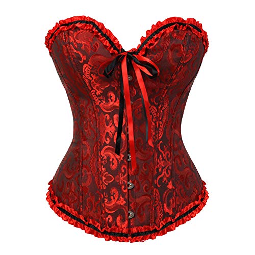 WLFFW Corsage Damen Sexy Korsett Taillenformer übergröße (EUR(32-34) S, Dark Rot) von WLFFW