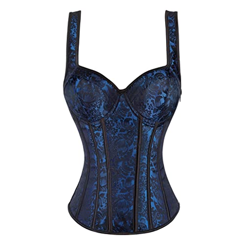 WLFFW Corsage Damen mit Strapse Korsett Kostüm (EUR(40-42) XXL, Royal Blau) von WLFFW