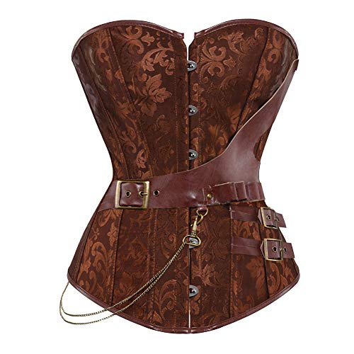 WLFFW Corsage Steampunk Damen Kostüm Bustiers Korsett (EUR(32-34) S, Braun) von WLFFW