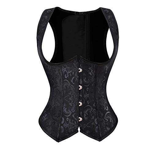 WLFFW Corsage Steampunk Unterbrust Korsett Damen (EUR(30-32) XS, Schwarz) von WLFFW