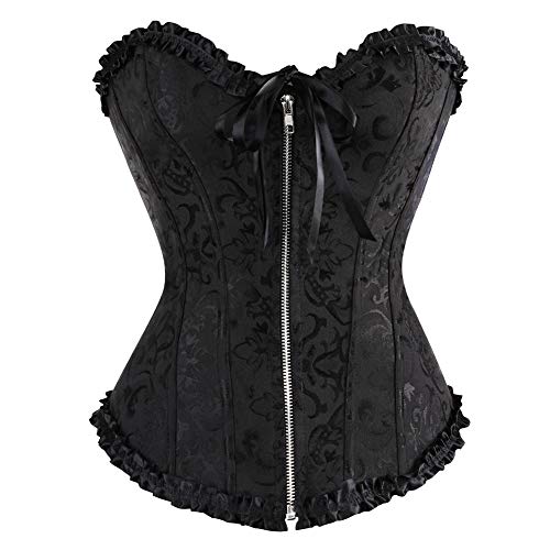 WLFFW Corsage mit Reißverschluss Korsage Damen (EUR(44-46) 4XL, Schwarz) von WLFFW