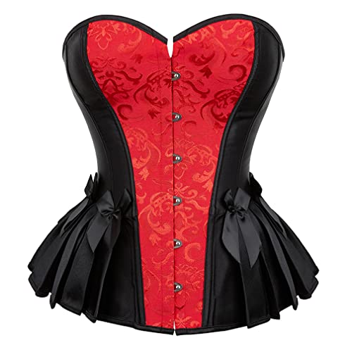 WLFFW Damen Corsage Taille Korsage Spitze Gothic (EUR(50-52) 7XL, Rot) von WLFFW