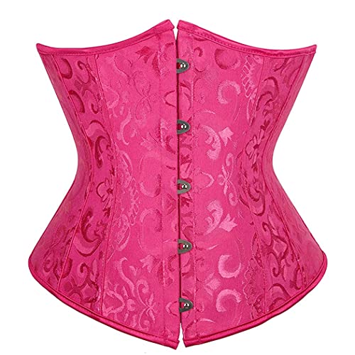 WLFFW Gothic Corsage Große Größen Korsett Damen Unterbrust (EUR(32-34) S, Rose Rot) von WLFFW