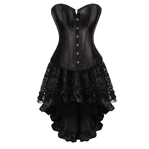 WLFFW Klassische Corsage Rock Party Korsage Damen Korsett Kostüm (EUR(30-32) XS, Schwarz) von WLFFW