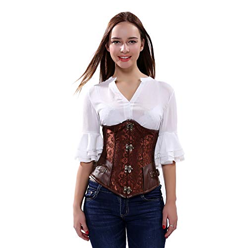 WLFFW Steampunk Corsage Korsage Damen Unterbrust (EUR(34-36) M, Schwarz) von WLFFW