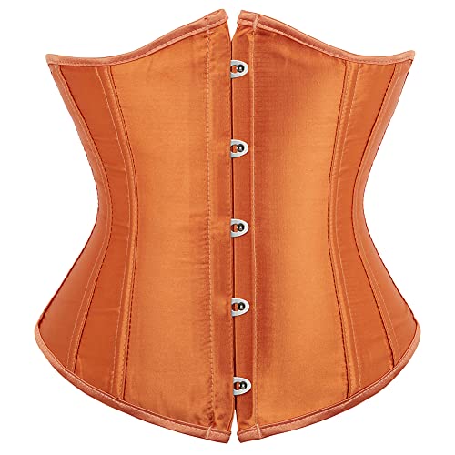 WLFFW Unterbrust Corsage Satin Korsett Damen Sexy (EUR(30-32) XS, Orange) von WLFFW