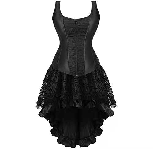 WLFFW Vollbrust Corsage Rock Korsage mit Reißverschluss Damen Gothic (EUR(40-42) XXL, Schwarz) von WLFFW