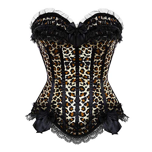 WLFFW Vollbrust Corsage Top Push up Korsage Damen Gothic (EUR(32-34) S, Leopard) von WLFFW