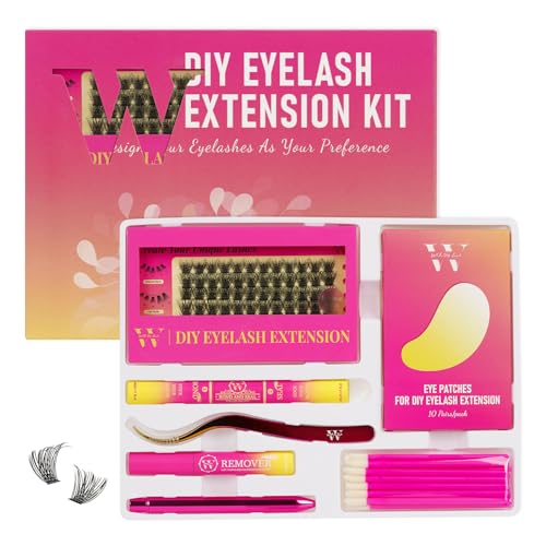 DIY Wimpernverlängerung Kit Cluster Lashes Kit mit 72 Pcs D Curl Cluster Lashes Wispy Eyelash Bond und Seal Lashes Remover und Wimpern Applikator für Anfänger DIY zu Hause von W(Lover Kit-D-10-16MM) von WLFRHD