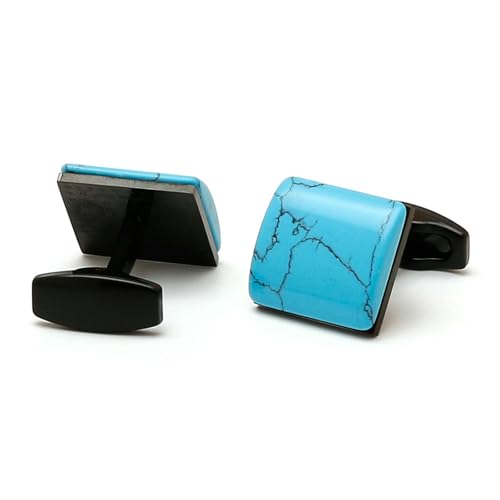 Manschettenknöpfe Für Herren Klassiker Square Eingelegtes Türkiser Business Manschettenknöpfe Herrengeschenk-Grün-26 * 18Mm von WLGDMO