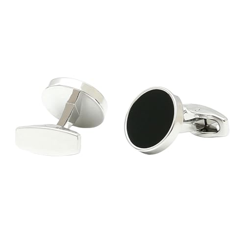 Manschettenknöpfe Für Herren Klassische Runde Business -Formale Manschettenknöpfe Herrengeschenk-Schwarz-26 * 16Mm von WLGDMO