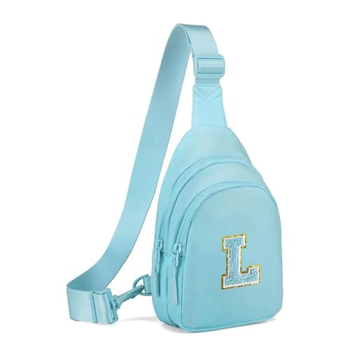 Bauchtasche mit Initialen Compatible with Teenager-Mädchen, süße Umhängetasche, Schultertasche, Geschenk Compatible with Teenager im Alter von 6–14 Jahren, wasserdichte Umhängetasche(Bleu) von WLH Alexanders