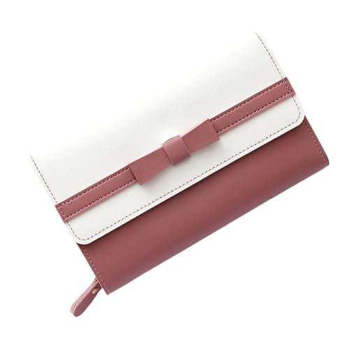 Damen Leder Geldbörsen Schleife Knoten Kleine Frische Clutch Kartenhalter Damen Geldbörse Mit Reißverschlusstasche Compatible with Frauen(Dark pink) von WLH Alexanders
