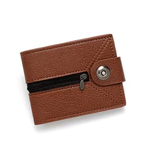 Geldbörse Compatible with Herren, Leder, zweifach faltbar, stilvolle einfache mit Magnetverschluss und Ausweisfenster, Reißverschluss with mehrere Karten(Bruin) von WLH Alexanders