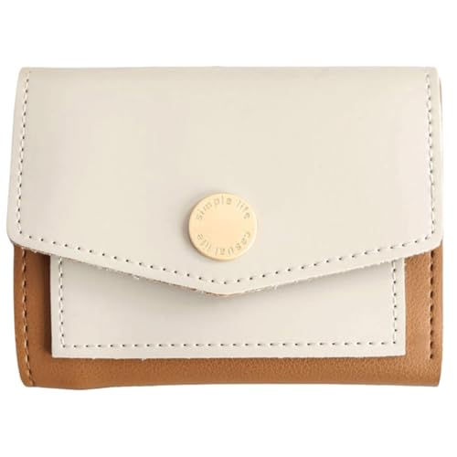 Kurze Lederbrieftasche Compatible with Damen, modisch, schlicht, Kartenhalter mit Münzfach, Ausweisfenster, Bargeldfach, 3-Fach-Geldbörse Compatible with die Dame(Blanc) von WLH Alexanders