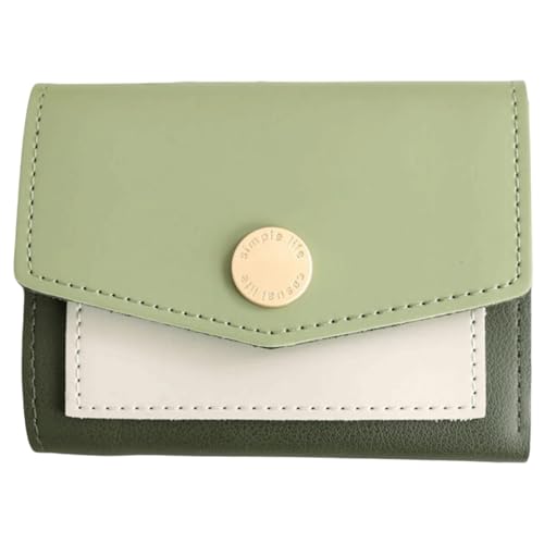 Kurze Lederbrieftasche Compatible with Damen, modisch, schlicht, Kartenhalter mit Münzfach, Ausweisfenster, Bargeldfach, 3-Fach-Geldbörse Compatible with die Dame(Groen) von WLH Alexanders