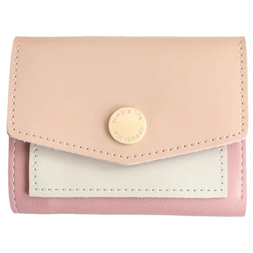 Kurze Lederbrieftasche Compatible with Damen, modisch, schlicht, Kartenhalter mit Münzfach, Ausweisfenster, Bargeldfach, 3-Fach-Geldbörse Compatible with die Dame(Rose) von WLH Alexanders