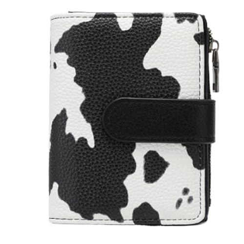 RFID-blockierende Geldbörse Compatible with Damen, dreifach gefaltet, veganes Leder, mit Reißverschluss, Münzfach, Diebstahlschutzverschluss, wasserdicht, schlankes Design(Cow) von WLH Alexanders