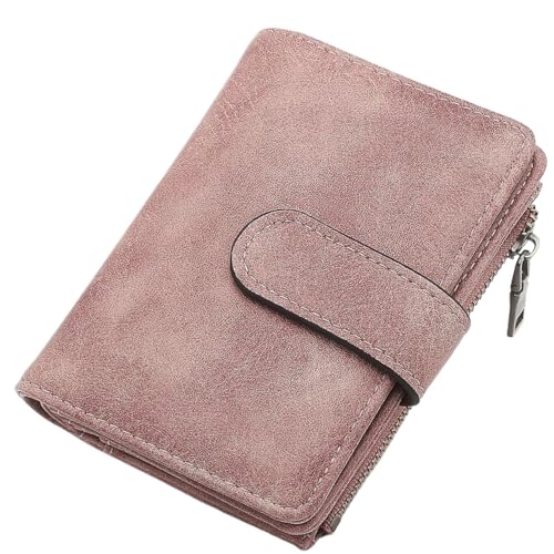 RFID-blockierende Geldbörse Compatible with Damen, dreifach gefaltet, veganes Leder, mit Reißverschluss, Münzfach, Diebstahlschutzverschluss, wasserdicht, schlankes Design(Rose) von WLH Alexanders