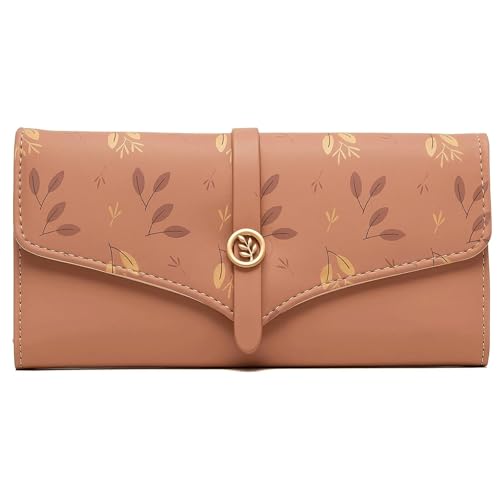 WLH Alexanders Damen-Geldbörsen, dreifach Faltbare Clutch aus Leder, Kreditkartenetui, Reisegeldbörse Compatible with Damen, Lange Clutch mit bedrucktem Hasp-Motiv(Rosso) von WLH Alexanders