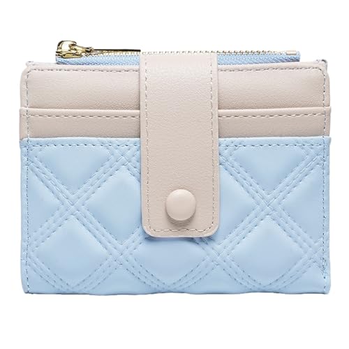 WLH Alexanders Damen Leder Geldbörse Kleine Bifold Reißverschlusstasche Kartenetui Geldbörse mit Ausweisfenster Rhombus Form(Bleu) von WLH Alexanders