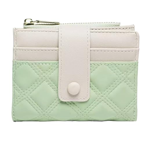 WLH Alexanders Damen Leder Geldbörse Kleine Bifold Reißverschlusstasche Kartenetui Geldbörse mit Ausweisfenster Rhombus Form(Groen) von WLH Alexanders