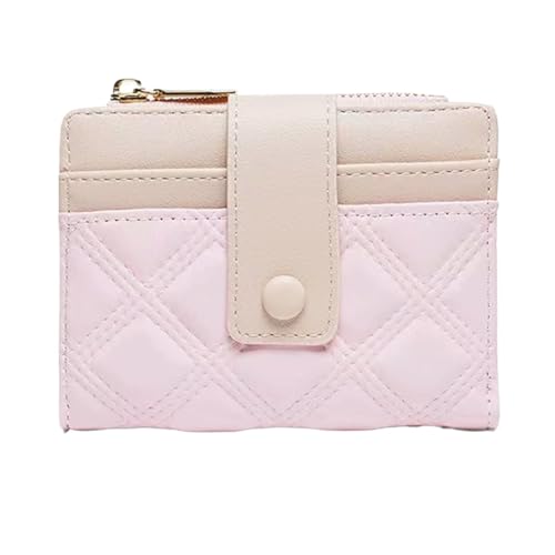 WLH Alexanders Damen Leder Geldbörse Kleine Bifold Reißverschlusstasche Kartenetui Geldbörse mit Ausweisfenster Rhombus Form(Rose) von WLH Alexanders