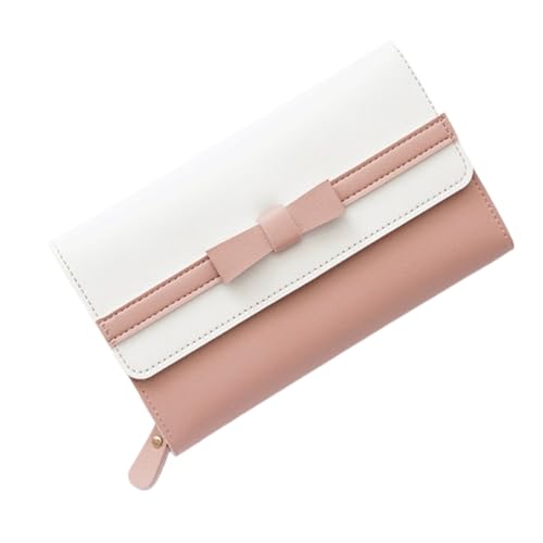 WLH Alexanders Damen Leder Geldbörsen Schleife Knoten Kleine Frische Clutch Kartenhalter Damen Geldbörse Mit Reißverschlusstasche Compatible with Frauen(Light pink) von WLH Alexanders
