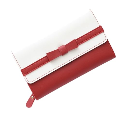 WLH Alexanders Damen Leder Geldbörsen Schleife Knoten Kleine Frische Clutch Kartenhalter Damen Geldbörse Mit Reißverschlusstasche Compatible with Frauen(Rosso) von WLH Alexanders