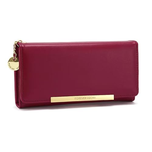 WLH Alexanders Geldbörse Damen Große Kapazität Clutch Geldbörse for Damen Kartenhalter Reißverschluss Münzfach Reisetasche 2-Fach Hasp Clutch(Rosso) von WLH Alexanders