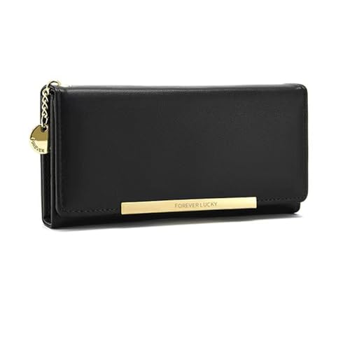 WLH Alexanders Geldbörse Damen Große Kapazität Clutch Geldbörse for Damen Kartenhalter Reißverschluss Münzfach Reisetasche 2-Fach Hasp Clutch(Svart) von WLH Alexanders