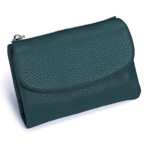 WLH Alexanders Geldbörse aus Kieselleder, kompakte Vollnarbenleder mit Reißverschluss, Münzfach und Kartenhalter, schmale zweifach gefalteteCompatible with Männer und Frauen(Light Blue) von WLH Alexanders