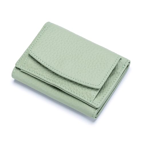 WLH Alexanders RFID-blockierende Geldbörse aus echtem Leder, schmal, gegen Kreditkartenbetrug, Kartenhalter, Organizer, Faltbare Geldbörse Compatible with Damen und Herren(Light Green) von WLH Alexanders