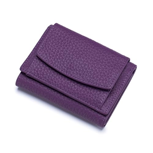 WLH Alexanders RFID-blockierende Geldbörse aus echtem Leder, schmal, gegen Kreditkartenbetrug, Kartenhalter, Organizer, Faltbare Geldbörse Compatible with Damen und Herren(Purple) von WLH Alexanders