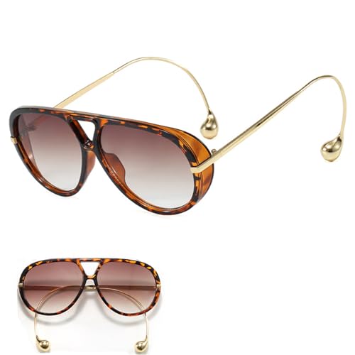WLHFDC Sonnenbrille Damen,UV400-Schutz Sunglasses Woman,Trendy Modische große Sonnenbrille Damen für Reisen & Outdoor Aktivitäten Partyzubehör(Bohnenblütentee) von WLHFDC