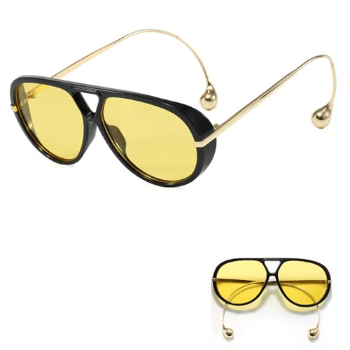 WLHFDC Sonnenbrille Damen,UV400-Schutz Sunglasses Woman,Trendy Modische große Sonnenbrille Damen für Reisen & Outdoor Aktivitäten Partyzubehör(Gelb) von WLHFDC