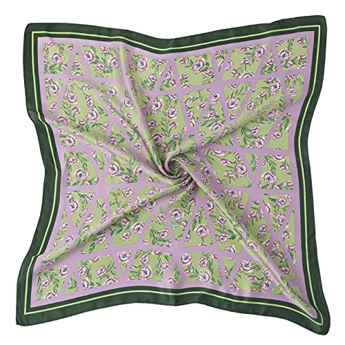 WLHOPE Seidentücher Kopftuch Lila Blume Muster Schal Seidenschal Tülltücher Vierecktuch 70x70 Bandana Halstuch Scarf Satin Damen Für 100% Seide… von WLHOPE