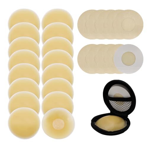 WLICCHS 8 Paar Nippelpads Silikon und 10 STK Brust Aufkleber Damen Nippel Covers Nippelabdeckung Brustwarzen Abdeckungen Nipple Pads Wiederverwendbar Brustwarzenpolster Selbstklebende Rund Dünne von WLICCHS
