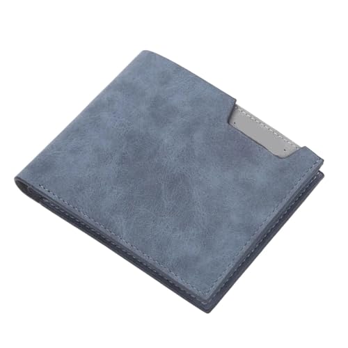 Brieftasche FüR MäNner Herren-Geldbörse mit kurzem Clip und Reißverschluss, einfach, weiches Leder, leicht, Business-Geldbörse mit mehreren Steckplätzen, Foto-Geldbörse, Kartenhalter FüR DraußEn(Blue) von WLIHDB