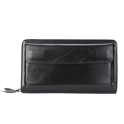 Brieftasche FüR MäNner Herren Geldbörsen Herren Lange Handtasche Business Vintage Leder Mann Brieftasche Lange Brieftasche for Mann Doppel-reißverschluss Tasche Männliche Geldbörse FüR DraußEn(Black) von WLIHDB