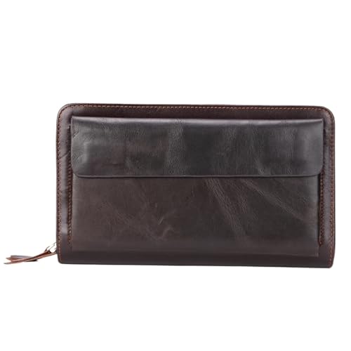 Brieftasche FüR MäNner Herren Geldbörsen Herren Lange Handtasche Business Vintage Leder Mann Brieftasche Lange Brieftasche for Mann Doppel-reißverschluss Tasche Männliche Geldbörse FüR DraußEn(Brown) von WLIHDB