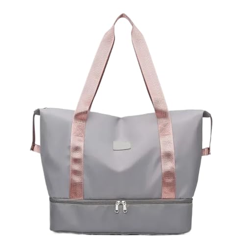 Reisetaschen Große Kapazität Licht Reise Sport Sporttasche Trocken Nass Handtaschen for Frauen Weibliche Schwimmen Schulter Fitness Outdoor Reisetasche FüR DraußEn(Light-Grey) von WLIHDB