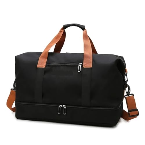 Reisetaschen Reisetaschen for Frauen Große Kapazität Männer Sporttasche wasserdichte Wochenende Voyage Weibliche Messenger Tasche Trocken Und Nass FüR DraußEn(Black) von WLIHDB