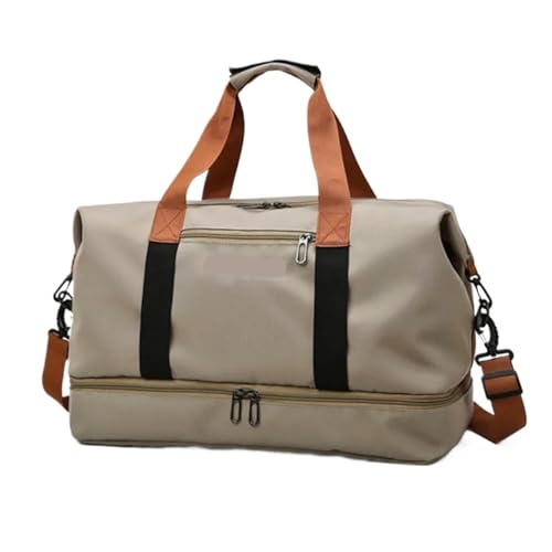 Reisetaschen Reisetaschen for Frauen Große Kapazität Männer Sporttasche wasserdichte Wochenende Voyage Weibliche Messenger Tasche Trocken Und Nass FüR DraußEn(Khaki) von WLIHDB