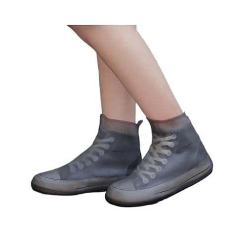 Silikon-üBerschuhe 2 Paar Regenstiefelüberzüge, Silikon-Regenstiefel, wasserdichte Schuhüberzüge, Regenstiefel for den Außenbereich, hohes Rohr, verdickt, rutschfest FüR Damen Und Herren(Grey,S 31-33) von WLIHDB