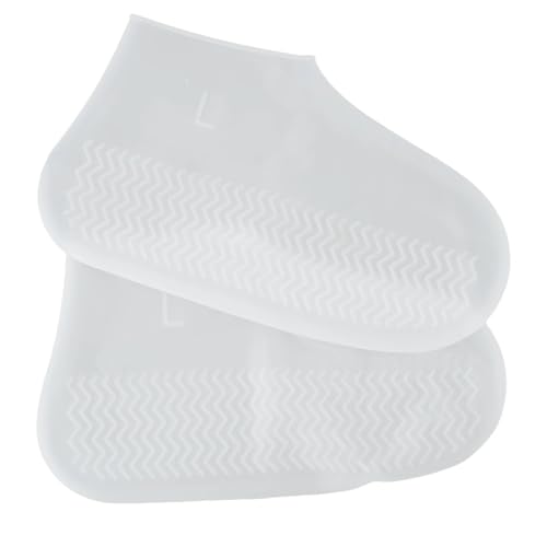 Silikon-üBerschuhe 4 paar Wasserdichte Silikon Schuh Abdeckung Protector for Outdoor Walking Regnerischen Wiederverwendbare FüR Damen Und Herren(White,M) von WLIHDB