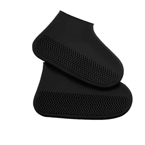 Silikon-üBerschuhe 5 Paar wasserdichte Regenschuhüberzüge aus Silikon, rutschfest, verschleißfest, for Outdoor-Stiefel, tragbar, elastisch, wiederverwendbar FüR Damen Und Herren(Black,L(38-42)) von WLIHDB